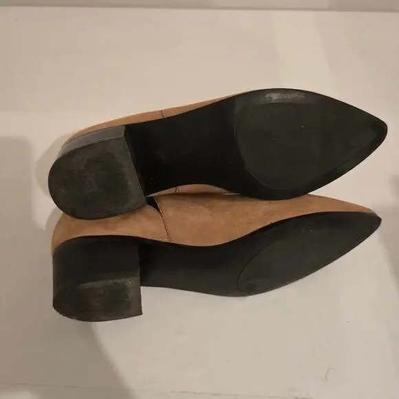 Halogen Skylar Pointy Toe Suede Booties Tan Black Slip On 8.5 - Picture 5 of 9